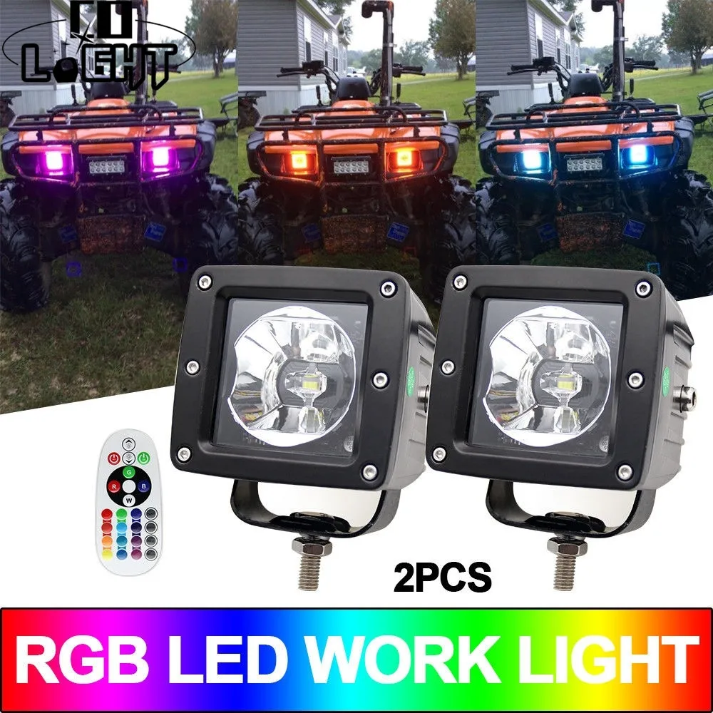 CO LIGHT 3 дюйма 30 Вт светодиодный рабочий свет бар RGB Halo изменение цвета погоня Led