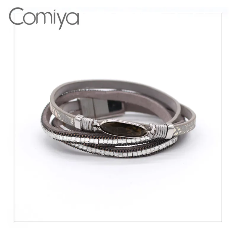 Женский браслет Comiya Bijoux винтажный Многослойный кожаный в античном стиле женский