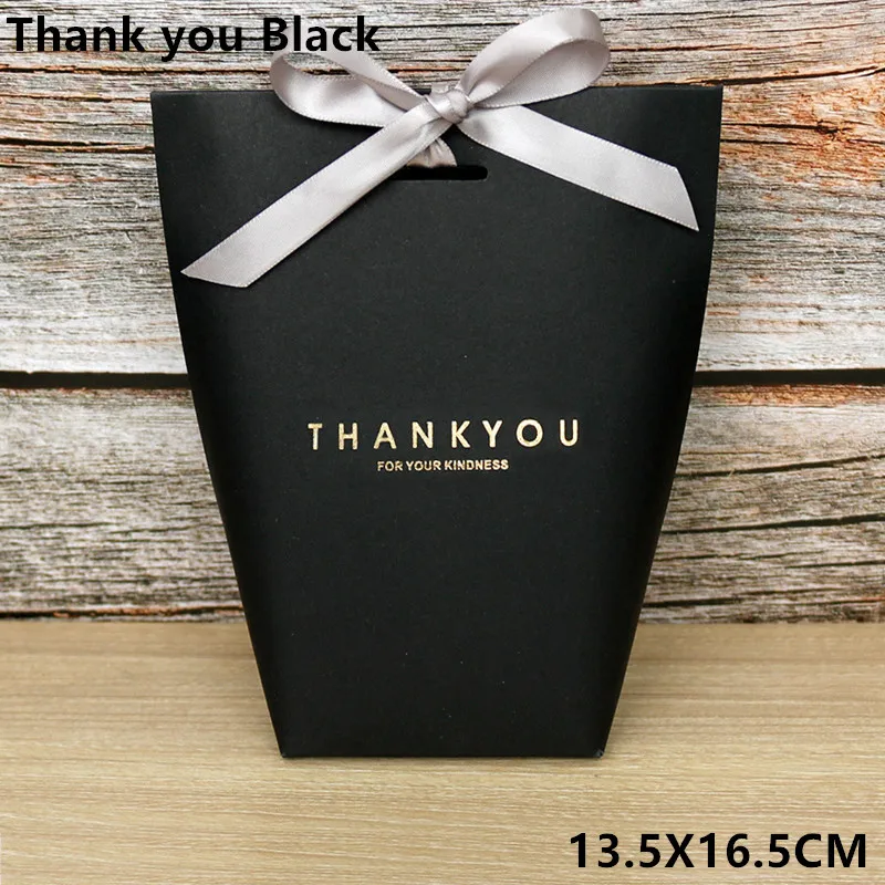 L Thank you black 20/40 шт. высококлассные черный бронзового цвета "," Конфеты Сумочка для драже французский спасибо свадьба брак сувениры картонная подарочная коробка - Цвет: L Thank you black