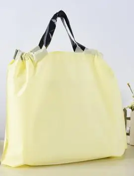 yellow 100X заказной напечатанный логотип из ЭВА экологичный матовый пластиковый мешок для покупок с ручкой - Цвет: yellow