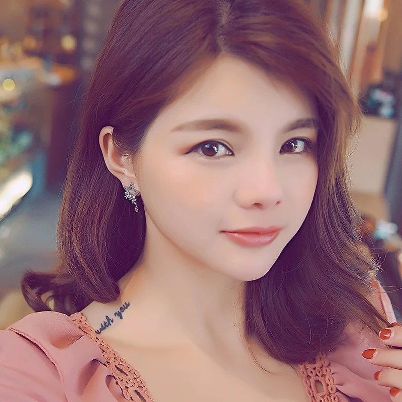 925 silver needle star earrings girl simple personality hipster fashion fresh temperament | Украшения и аксессуары