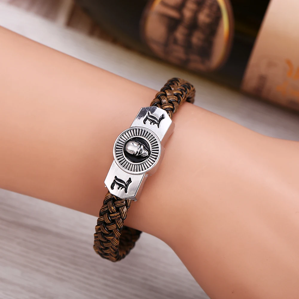 Мужской кожаный браслет с черепом J Store коричневый сувенирный Браслет тетрадь