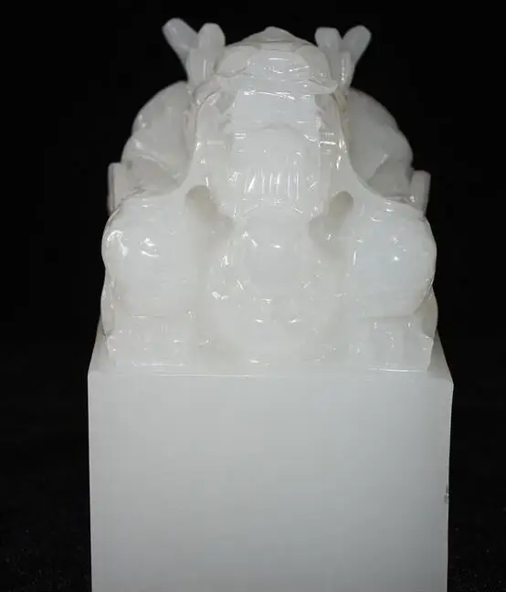 

6" Chinese Natural Yellow Jade Ancient Dynasty Dragon Dragons Seal Stamp Signet