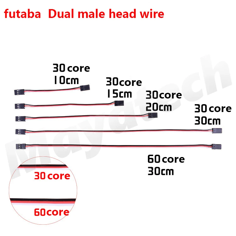 10 шт./лот 30 60 ядер для Futaba JR Dual male head провод Расширенный сигнальный to 15 20 см Servo