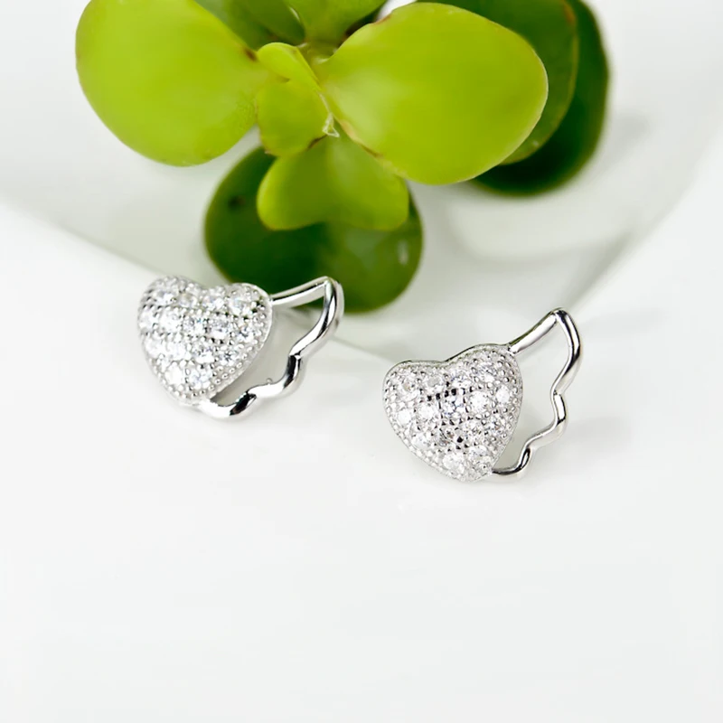 

GNE0443 Hot Sale 100% Real 925 Sterling Silver Stud Earrings Sweet Cute Love Heart Charming Earring, Fashion Jewelry For Women