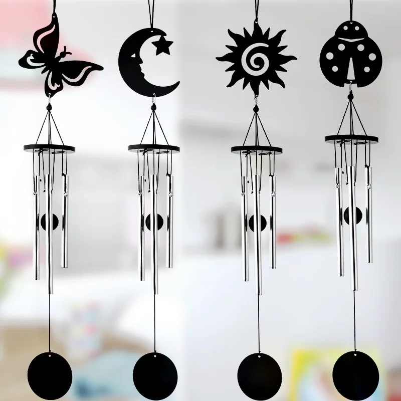 

Black Metal Multi-tube Handmade Music Wind Chimes Home Crafts Ornaments Small Decorative Pendant Bedroom Angel Decor