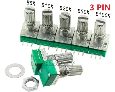 Бесплатная доставка 5 шт. RK097G RK097N B5K B10K B20K B50K B100K B500K RV097NS двойной потенциометр 3pin 5pin