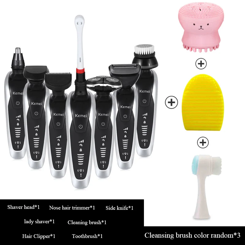 Kemei 7 in 1 Men's 3D Electric Shaver Beard Trimmer Rechargeable Razor for Men Shaving Machine Face Care electric razor | Бытовая
