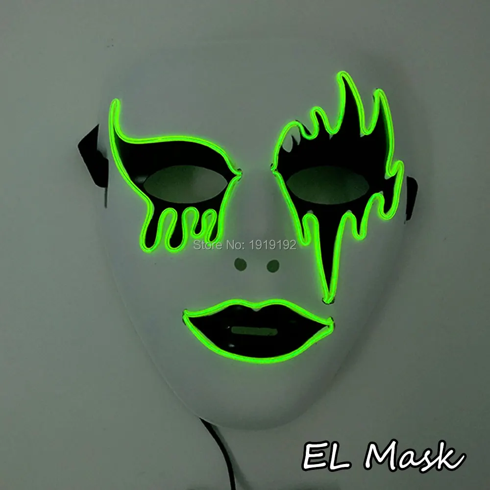 Светодиодный светильник маска Glow звуковая активация EL хоррор с рожицей карнавал