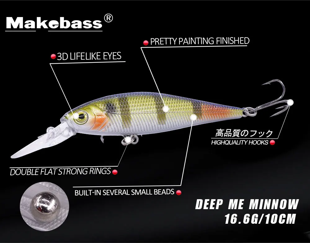 Makebass 3,94 дюйма/0,59 унций рыболовные приманки Плавающий Гольян искусственная жесткая приманка бас форель воблеры рыболовные снасти внутренний стальной шар