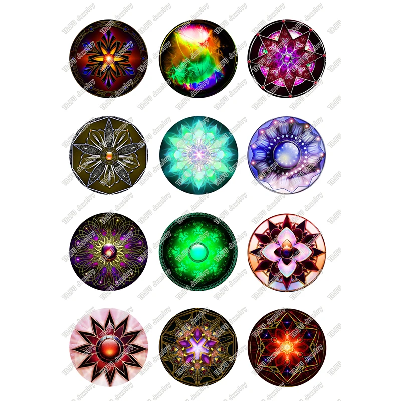 

24pcs/lot Round Gem Pattern Glass Cabochon 10mm To 25mm for DIY Earrings Rings Jewelry Making Findings & Components T121