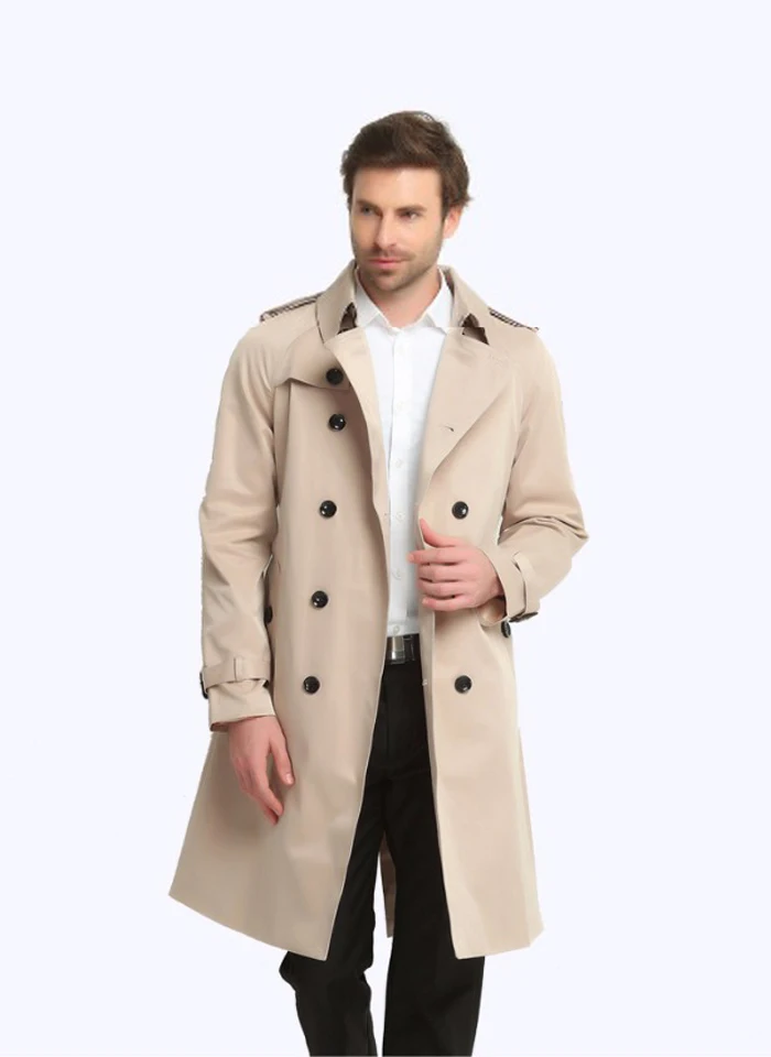 S-6XL, Мужской плащ, британский стиль, весна-осень, бушлат, двубортный, тонкий, однотонный, мужской, ветровка, 4 цвета