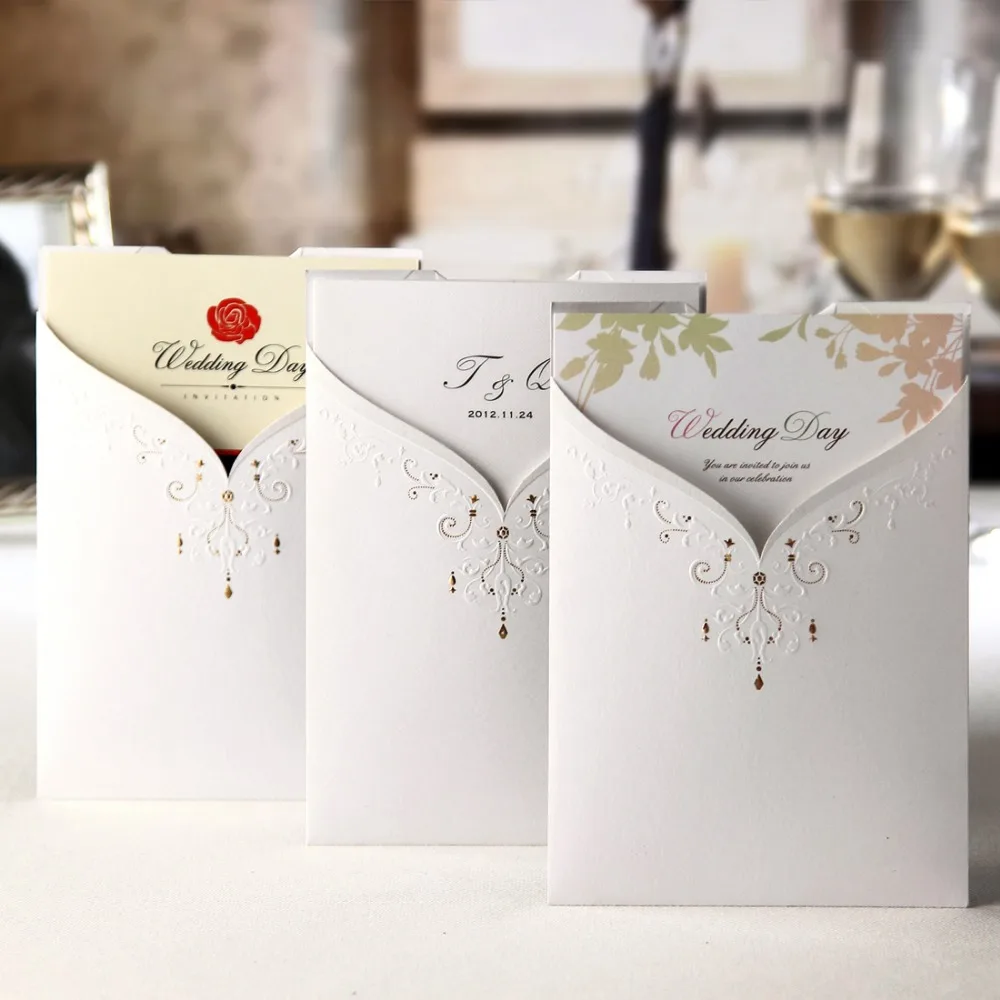 WISHMADE Свадебные Приглашения с черным и белым Жених невеста предлагает карты для