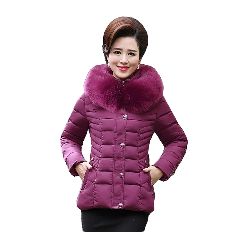 Новинка 2017 зима среднего возраста Женская хлопчатобумажная одежда большой