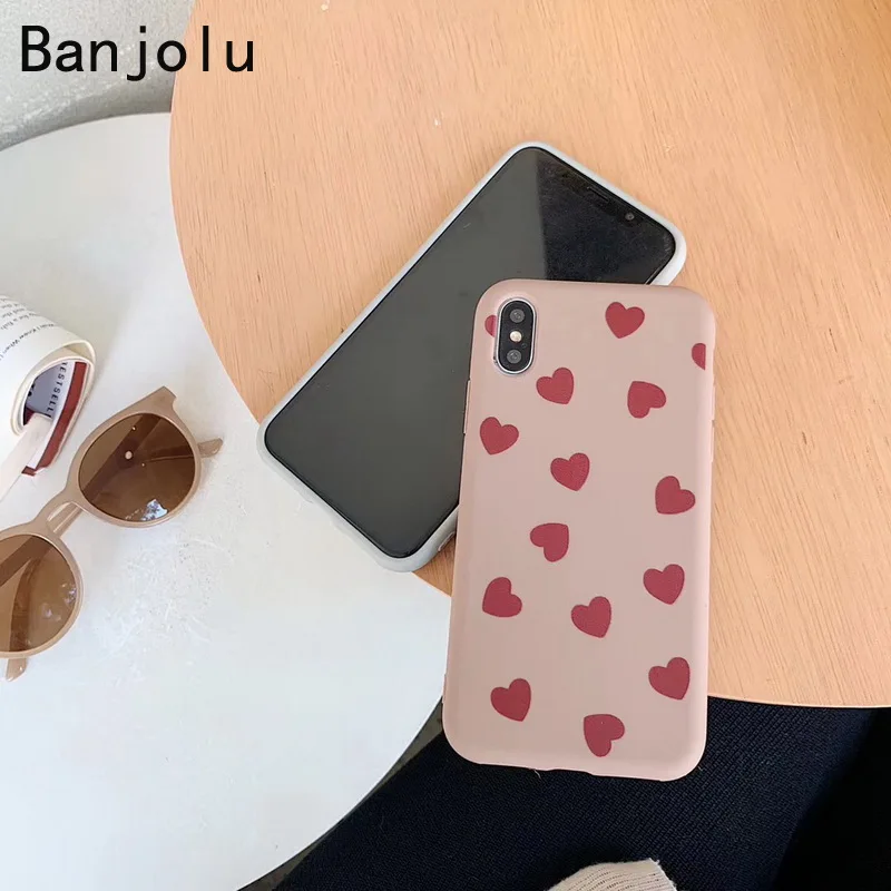 Banjolu новые модные милые маленькие чехлы для телефонов с сердечками iPhone X XR XS MAX 8 7 6