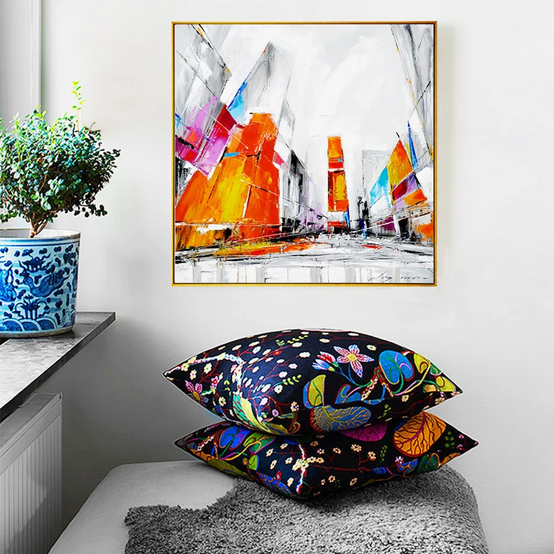 Абстрактный городской центр Нью Йорка Городские улицы современная картина холст