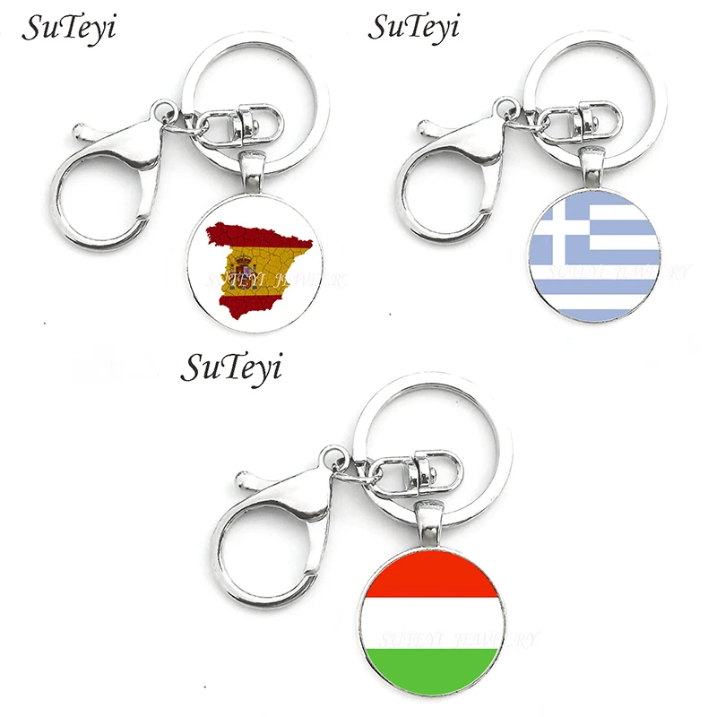 Модный мужской брелок для автомобиля стекло кабошон Испания и Греция Венгрия