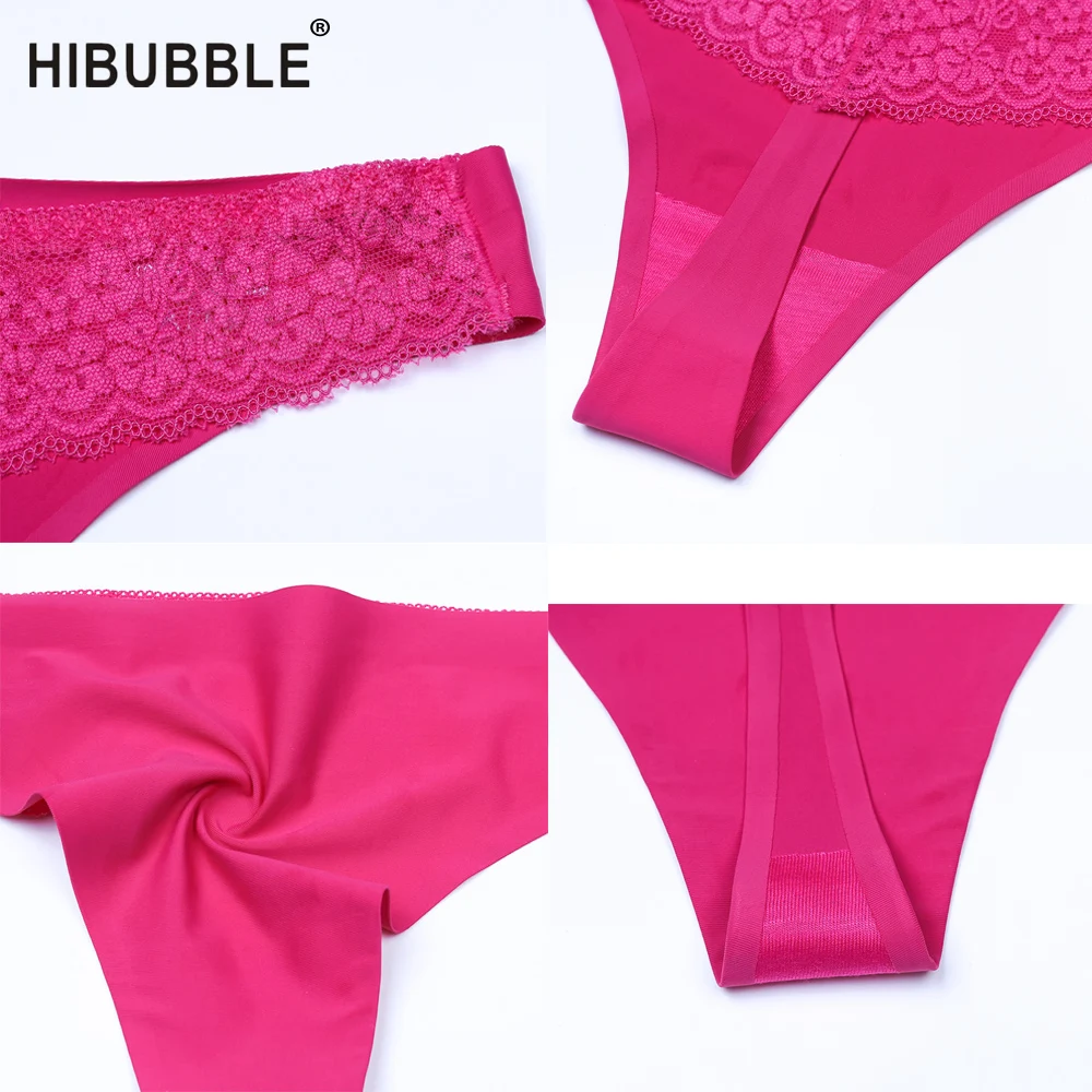 Женские кружевные трусики стринги HIBUBBLE бесшовные с низкой талией и вышивкой