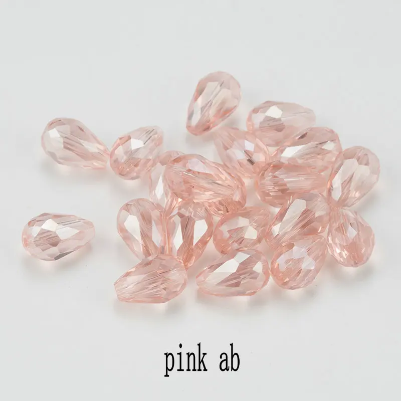 pink ab Высокое качество 6X8 мм, 8X10 мм Кристал, слезинка Форма Бисер стеклянные бусины Свободные Распорки Круглые бусины для самостоят - Цвет: pink ab