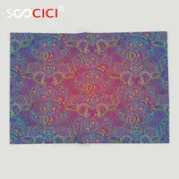 Custom Soft Fleece Throw Blanket Purple Decor Collection Boho Paisley Pattern Indian Ethnic with Asian Elements Cultural