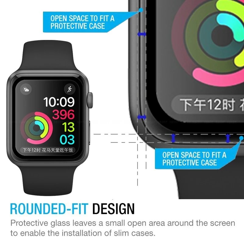 3D изогнутое закаленное стекло 9H для Apple iWatch Защитная пленка экрана с полным