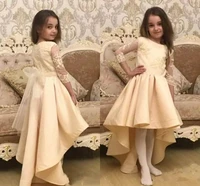 2020 lovely a line flower girl dresses pearls for weddings satin lace birthday girl first communion pageant gown