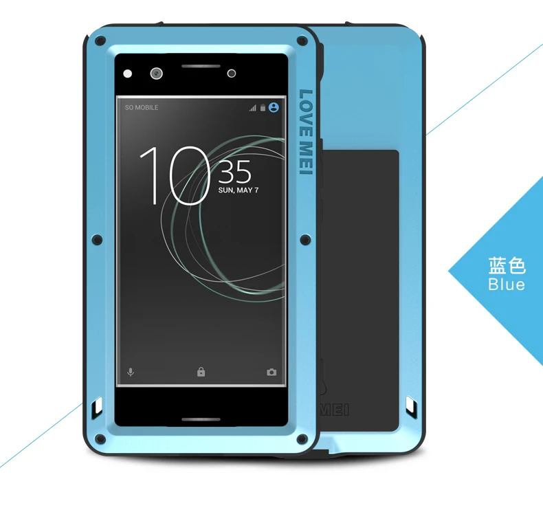 Бренд Love Mei чехол для sony Xperia XZ Премиум Металлический противоударный чехол для телефона sony Xperia XZ Премиум Анти-осенний прочный бронированный чехол - Цвет: Синий