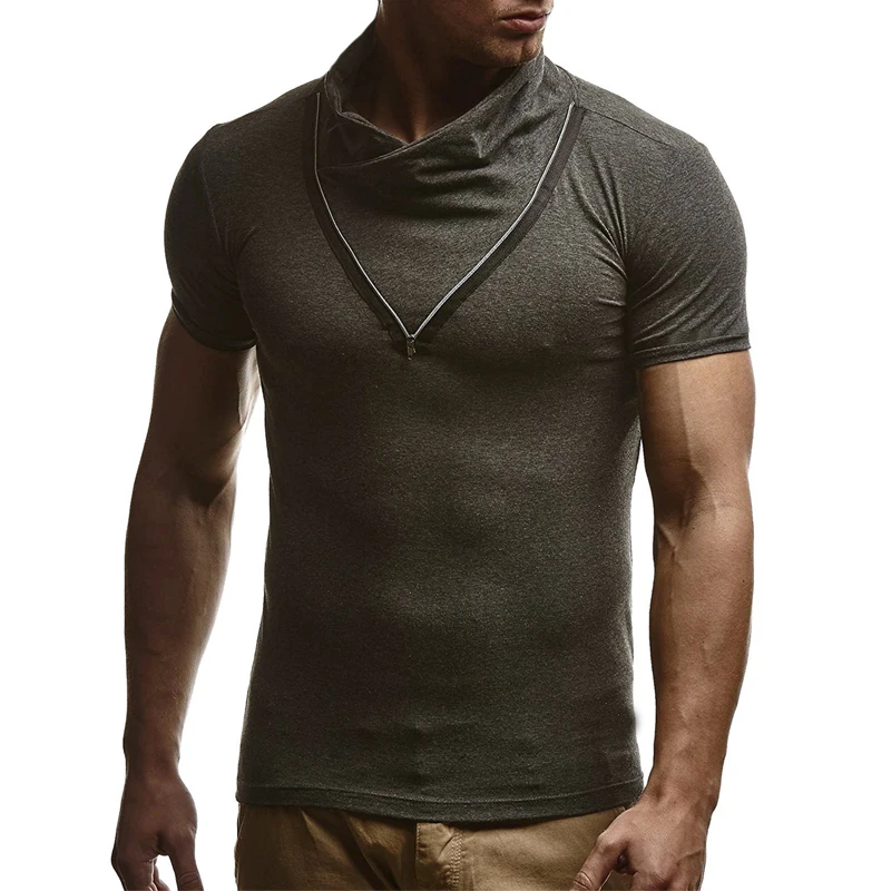 2018 Fashion Brand Trend Slim Fit Short sleeved T Shirt Men Patchwork Collar Tee V-Neck T-Shirt Cotton Shirts Plus Size | Мужская одежда