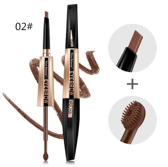 Kiss beauty карандаш для бровей с двойным концом + тушь водостойкая жидкость гель
