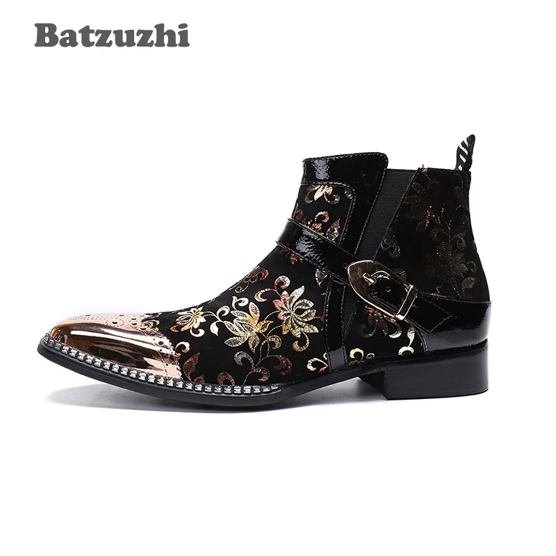 Batzuzhi рок с волнообразным краем zapatos de hombre Мужские ботинки до щиколотки черного