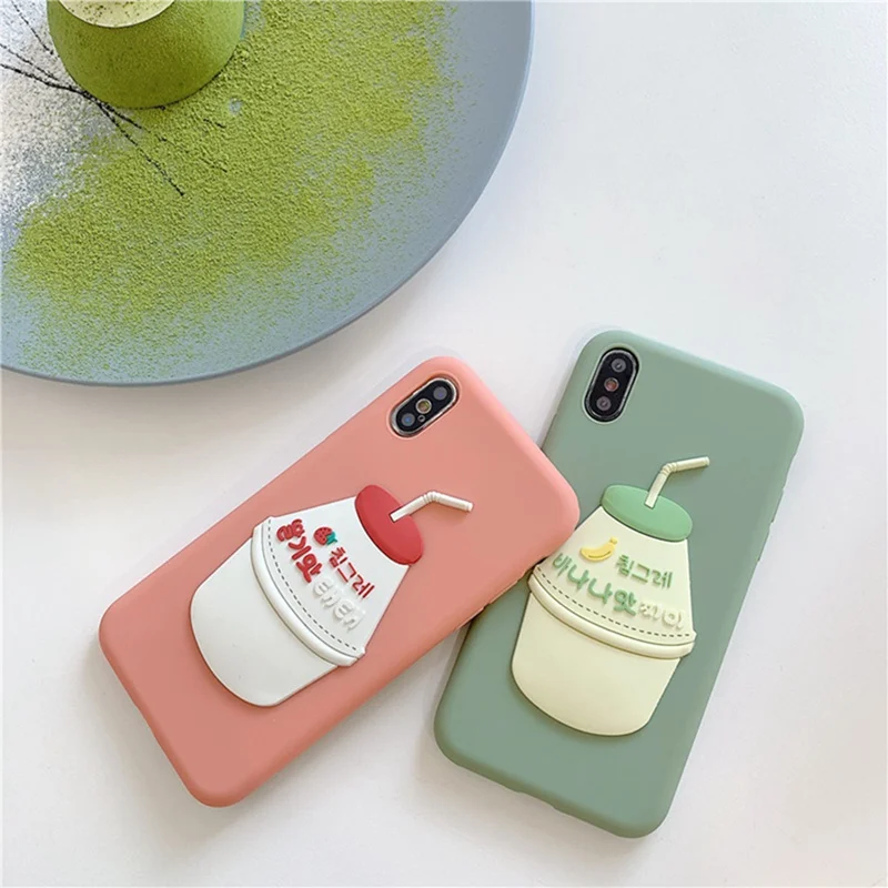 Чехол для телефона с оранжевым клубничным напитком iphone 6 6s 7 8 Plus зеленый мягкий