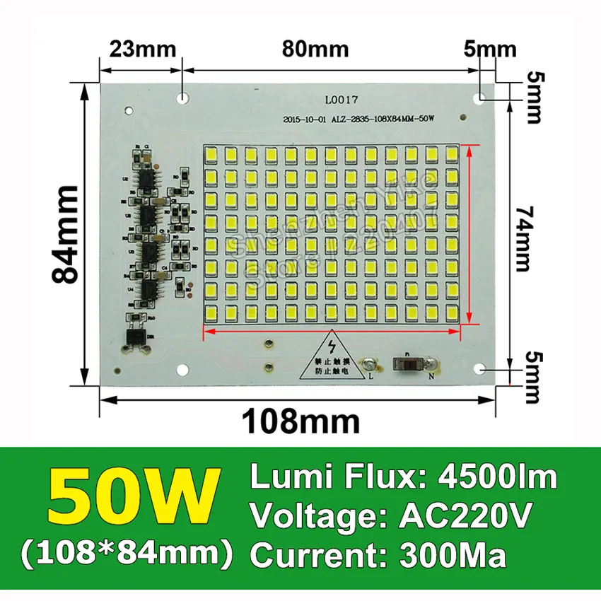 50W AC220V 1/10/50 шт. COB светодиодный чип лампы Smart IC 220 в 90 Вт 50 Вт 30 Вт 20 Вт 10 Вт для наружного Прожектора Теплый белый/белый Высокое качество - Испускаемый цвет: 50W AC220V