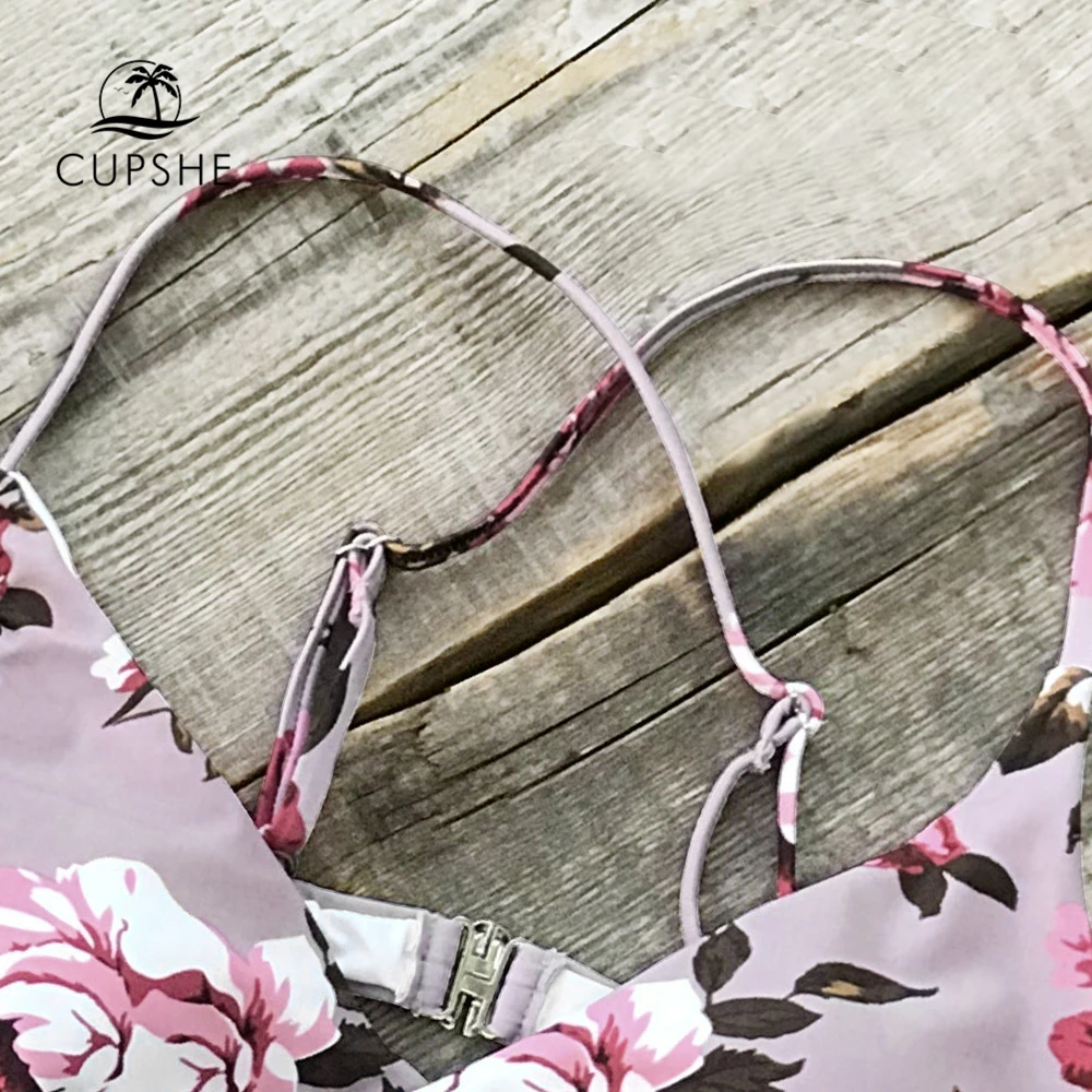 CUPSHE Mauve розовая флористическая накидка цельный купальник женский монокини с