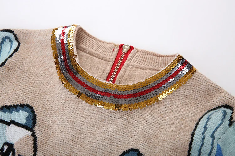 GRUIICEEN Luxury Sequined Sweater Women Knitted Letters Appliques Pollovers Jumpers with back zipper tops streetwear | Женская одежда
