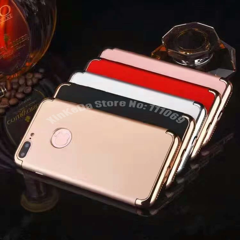 Роскошный Золотой Жесткий Чехол для iphone 7 6 6S 5 5S SE съемная задняя крышка 3 в 1 чехлы