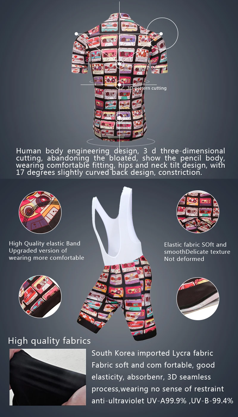 Красочные Дизайн Прохладный 2018 Для мужчин Велоспорт одежда Высокое качество