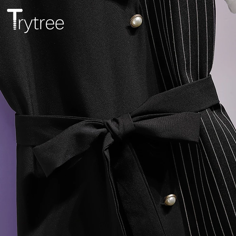Trytree летнее женское платье из полиэстера повседневное хлопковое с круглым