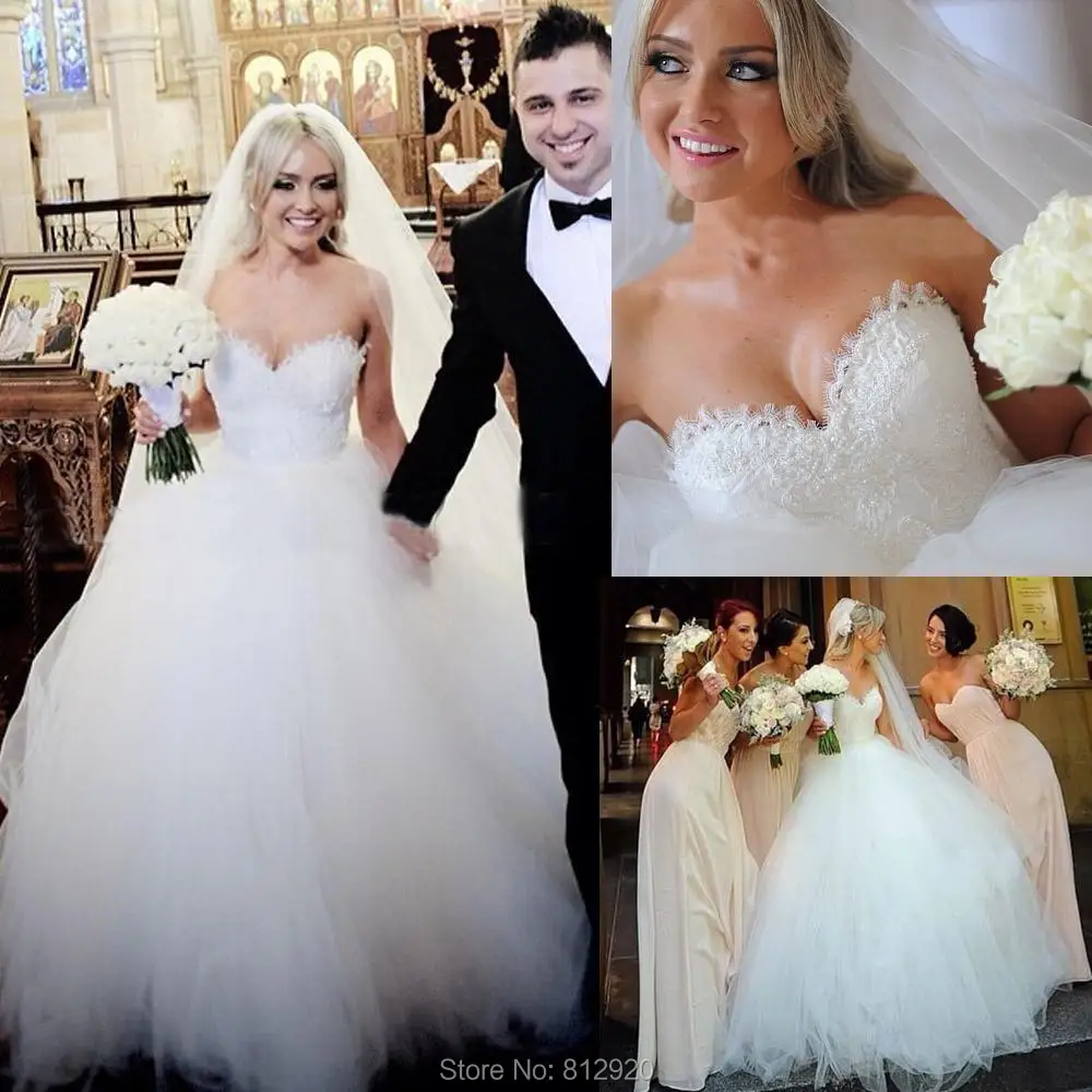 

Sweetheart Puffy Ball Gown Tulle Wedding Dresses Robe De Mariage