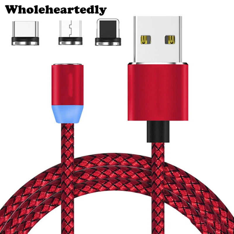 Круглый Магнитный штекер адаптер 1 м 2 360 Micro USB Type C IOS кабель для быстрой зарядки