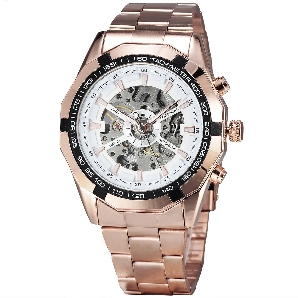 Автоматические Роскошные мужские часы FORSINING в стиле стимпанк додекагон тахиметр
