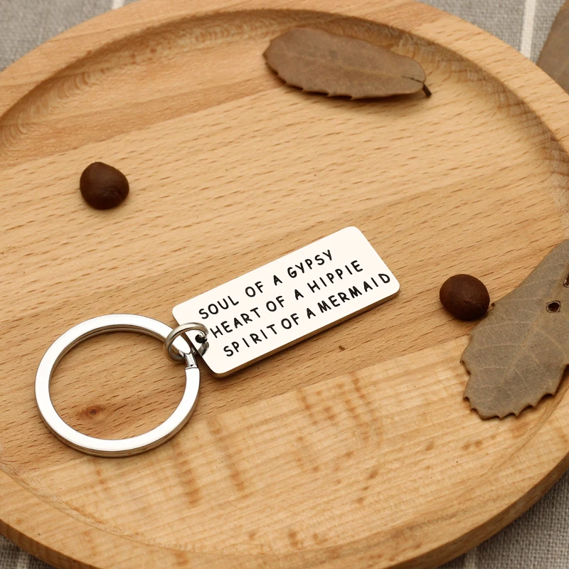 XIAOJINGLING High Quality Stainless Steel Keychain Trendy Soul Of A Gypsy Charm Letter Keyring Car Keyfob Trinket Jewelry | Украшения и
