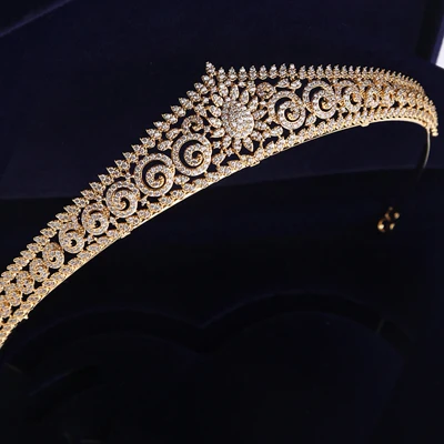 Gold Сверкающий Европейский Простой Полный циркон свадебные диадемы Короны Покрытые Кристаллами свадебные ободки для волос невесты ювелирные изделия - Окраска металла: Gold