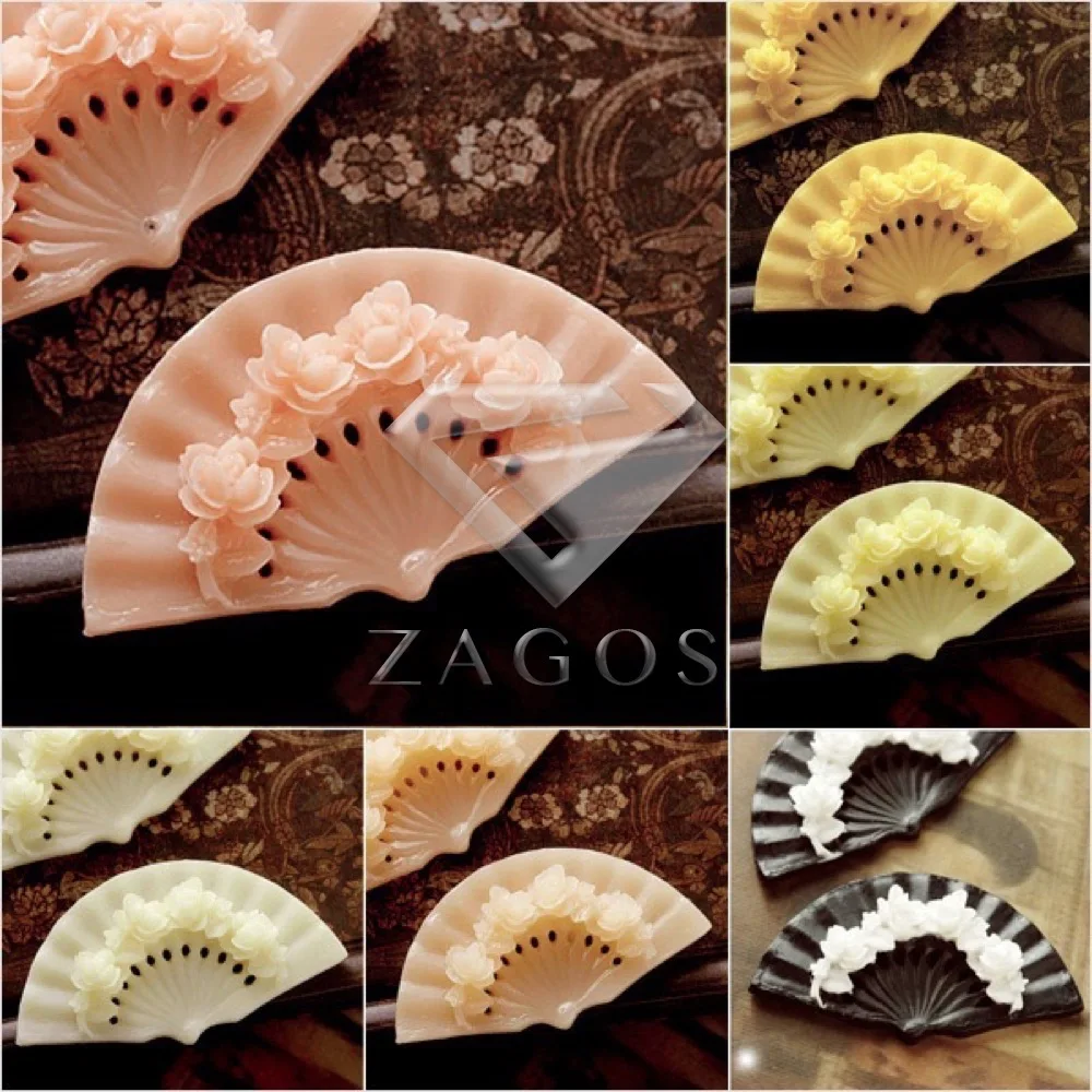 2 шт. полимер Винтажный стиль вентилятор цветок с плоской задней поверхностью