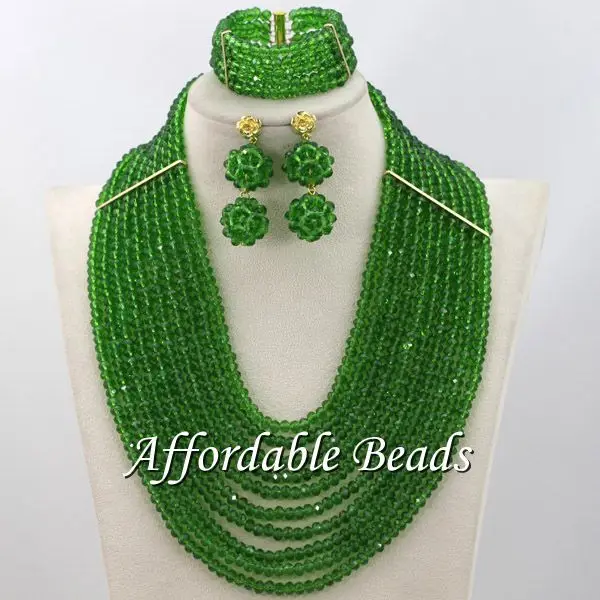 Травяной Зеленый Африканский Бисер Уникальный ювелирный набор ручной работы