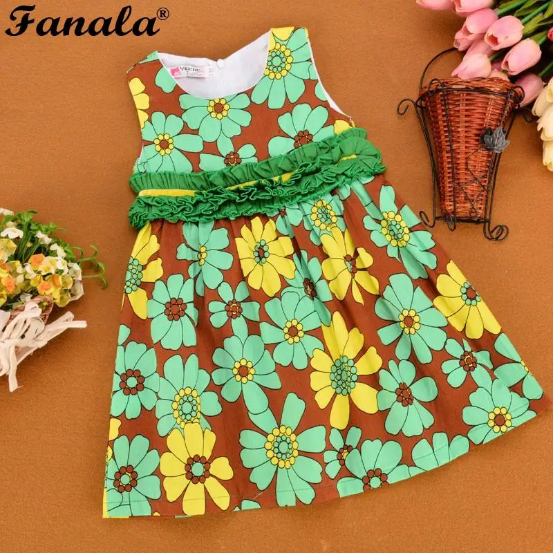 2018 Новая летняя модная одежда для девочек принцессы Детское платье с цветочным