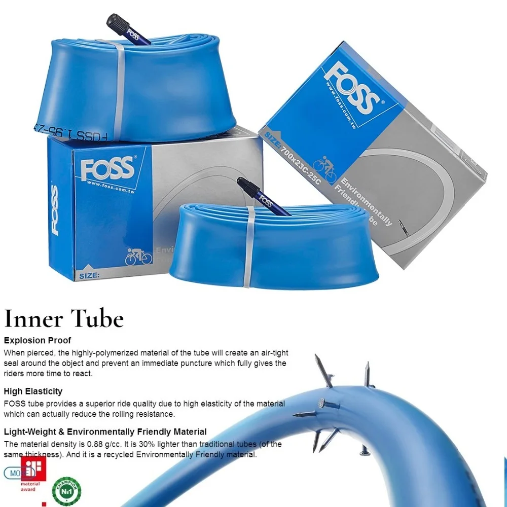 

FOSS Bicycle Inner Tube 16/18/20/451/24/26/27.5/700C/29 Inch MTB Road Bike Tire Schrader Presta TPR Rubber Tube Bike Part Taiwan