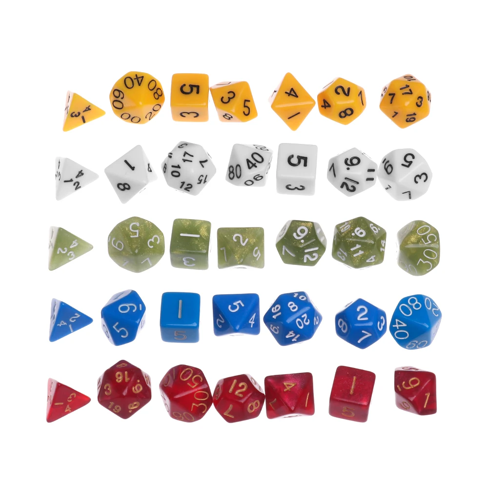 Оптовая продажа 7 шт./компл. набор игральных костей D4 D6 D8 D10 % D12 D20 27 случайных
