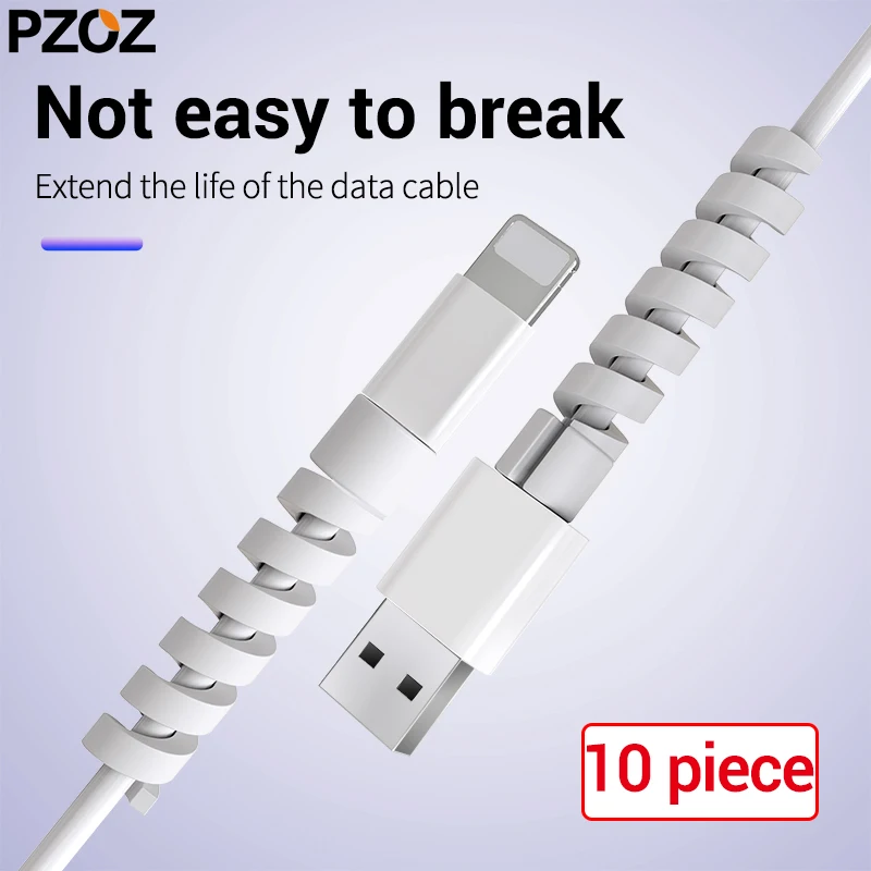 PZOZ 10 шт. кабель протектор кремнезема зарядное устройство для iphone samsung управление