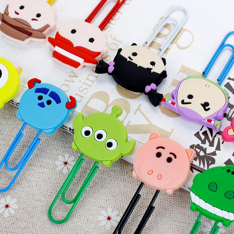 1 шт. мультфильм анимация бумажный зажим силиконовый материал escolar Bookmarks для книг