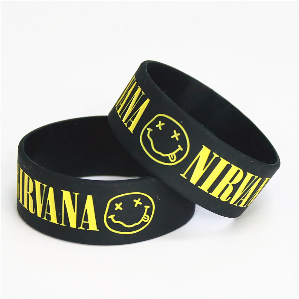 

Hot Sale 1PC NIRVANA Silicone Wristband Band Wide Silicone Rubber Bracelets & Bangles Music Fans Women Men Jewelry Gifts SH069